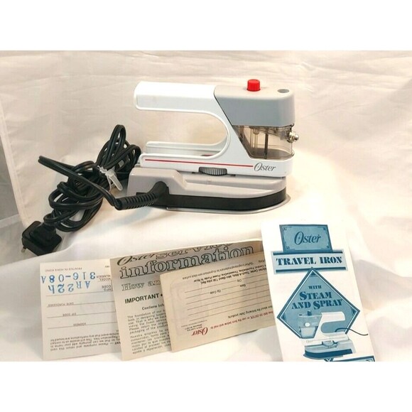 Vintage Oster Travel Iron Spray Mini Iron Dual Voltage 120/240 Orig Box White - Picture 6 of 10